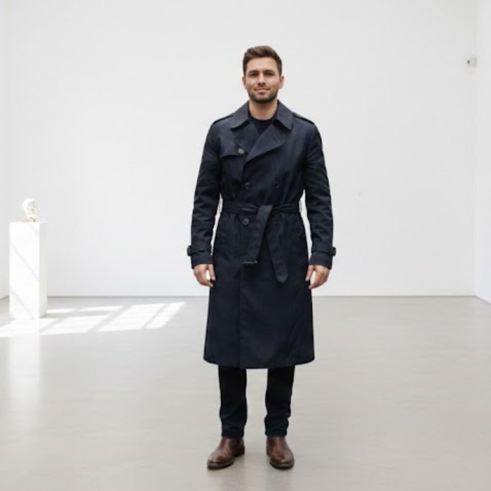 Military Army Trench Coat Men’s 40R Black Garrison Collection All Weather